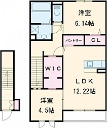 グラシア高崎 2階2LDKの間取り