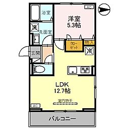 湘南新宿ライン高海 新前橋駅 徒歩27分の賃貸アパート 2階1LDKの間取り