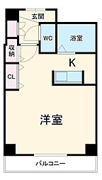 アベニール姫ヶ池 2階1Kの間取り