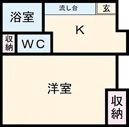 ルマーク 2階1Kの間取り