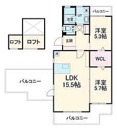 ハイツアボカド 1階2LDKの間取り