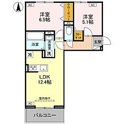 D-ROOM新井町 3階2LDKの間取り