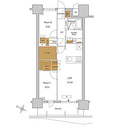 RJRプレシア東十条ガーデン 4階2LDKの間取り
