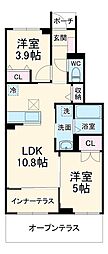 コンチェルト 1階2LDKの間取り
