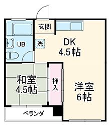 押賀マンション 4階1LDKの間取り