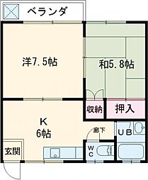 メゾン笹の台 1階2DKの間取り