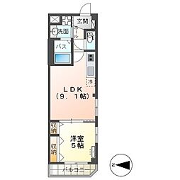 JR総武本線 東千葉駅 徒歩12分の賃貸マンション 3階1LDKの間取り