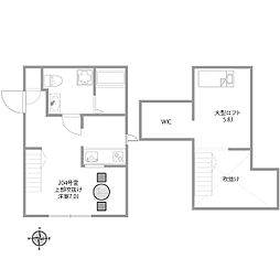 プリマ八王子壱番館 2階ワンルームの間取り