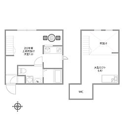 プリマ八王子壱番館 2階ワンルームの間取り