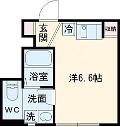 ハナテラス竹ノ塚 1階ワンルームの間取り
