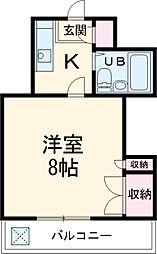 コーポ藤野 1階1Kの間取り