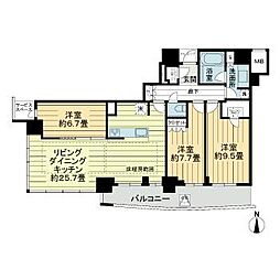 大阪ひびきの街　ザ・サンクタスタワー 17階3LDKの間取り