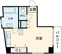 キャメロット千人町 3階ワンルームの間取り