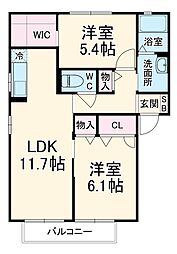 インフィニIII 2階2LDKの間取り