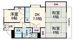牧の原パークマンション 2階3LDKの間取り