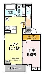 D-ROOM徳行 3階1LDKの間取り