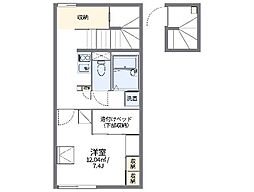 レオパレスリヴェールII 2階1Kの間取り