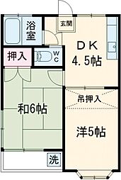 メゾン神代1 1階2DKの間取り