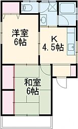 コーポ戸口 1階2DKの間取り