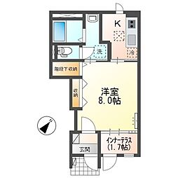 リッチハーベスト III 1階1Kの間取り