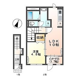 リッチハーベスト III 1階1LDKの間取り