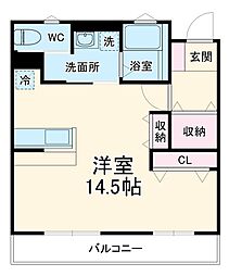 東武東上線 川越駅 徒歩13分の賃貸アパート 2階1LDKの間取り