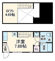 Velo　JIYUGAOKA（ヴェロジユウガオカ） 2階ワンルームの間取り
