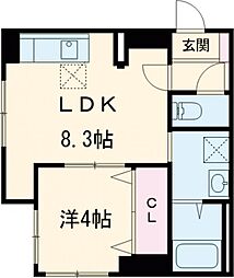 アコード・Ｋ 1階1LDKの間取り