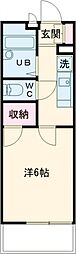 ワコウサンハイツＣ棟 2階1Kの間取り
