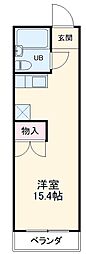 Ｋ‘ｓハイツ 2階ワンルームの間取り