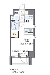 東京メトロ南北線 麻布十番駅 徒歩9分の賃貸マンション 3階ワンルームの間取り