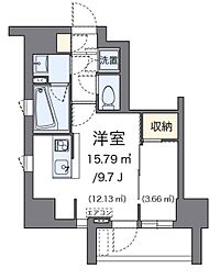 東京メトロ南北線 麻布十番駅 徒歩9分の賃貸マンション 6階ワンルームの間取り