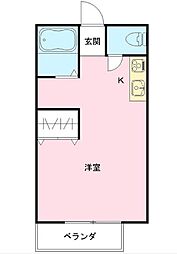カーサドマーニ 1階ワンルームの間取り