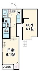 名鉄瀬戸線 清水駅 徒歩8分の賃貸アパート 1階1Kの間取り
