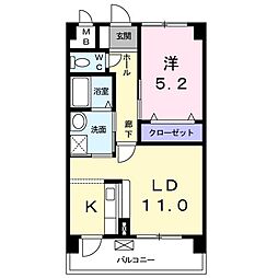 ニュー平地 2階1LDKの間取り