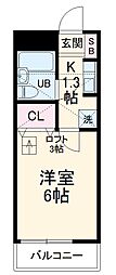 ドエル高津 1Kの間取図画像