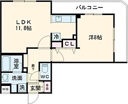 アイルグランデ品川 2階1LDKの間取り