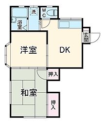 ウィングス原宿 1階2DKの間取り