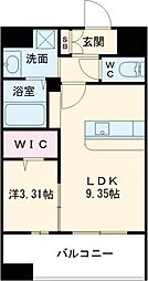 LIBTH松山III 9階1LDKの間取り