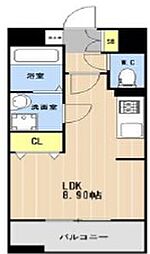 LIBTH松山III 9階ワンルームの間取り