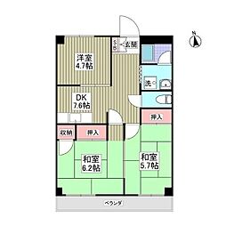 コーポサンライズモリ 2階3DKの間取り
