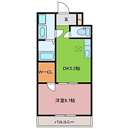 Feliz高石千代田 2階1DKの間取り