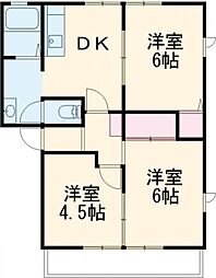 東武伊勢崎線 新伊勢崎駅 徒歩23分の賃貸アパート 2階3DKの間取り