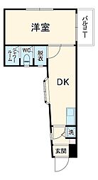 プレビュー川口 2階1DKの間取り