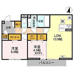 プレジール 202 2階2LDKの間取り