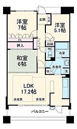 名古屋市営東山線 本山駅 徒歩7分の賃貸マンション 4階3LDKの間取り