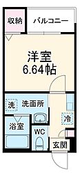 JR川越線 指扇駅 徒歩9分の賃貸アパート 1階1Kの間取り