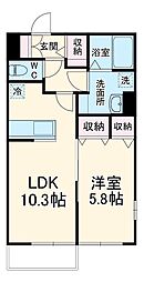 ウィンドテラスみどり台 1階1LDKの間取り