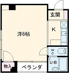 ヴィラ河本 2階ワンルームの間取り