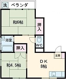 第13通南ビル 4階2DKの間取り
